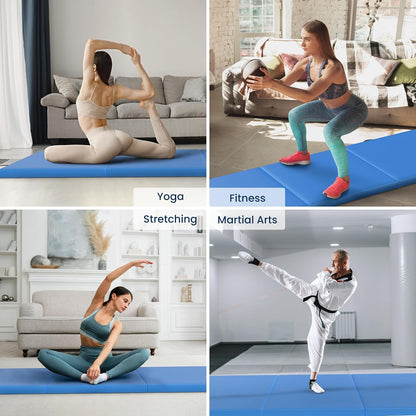 Fitvids Folding Exercise Gymnastics Mat for Tumbling, 2'x6'x2" Gym Workout Mat with Carrying Handles High-Density Anti-Tear Portable Fitness Aerobics Mats for Home Gym Yoga Pilates MMA Core Training