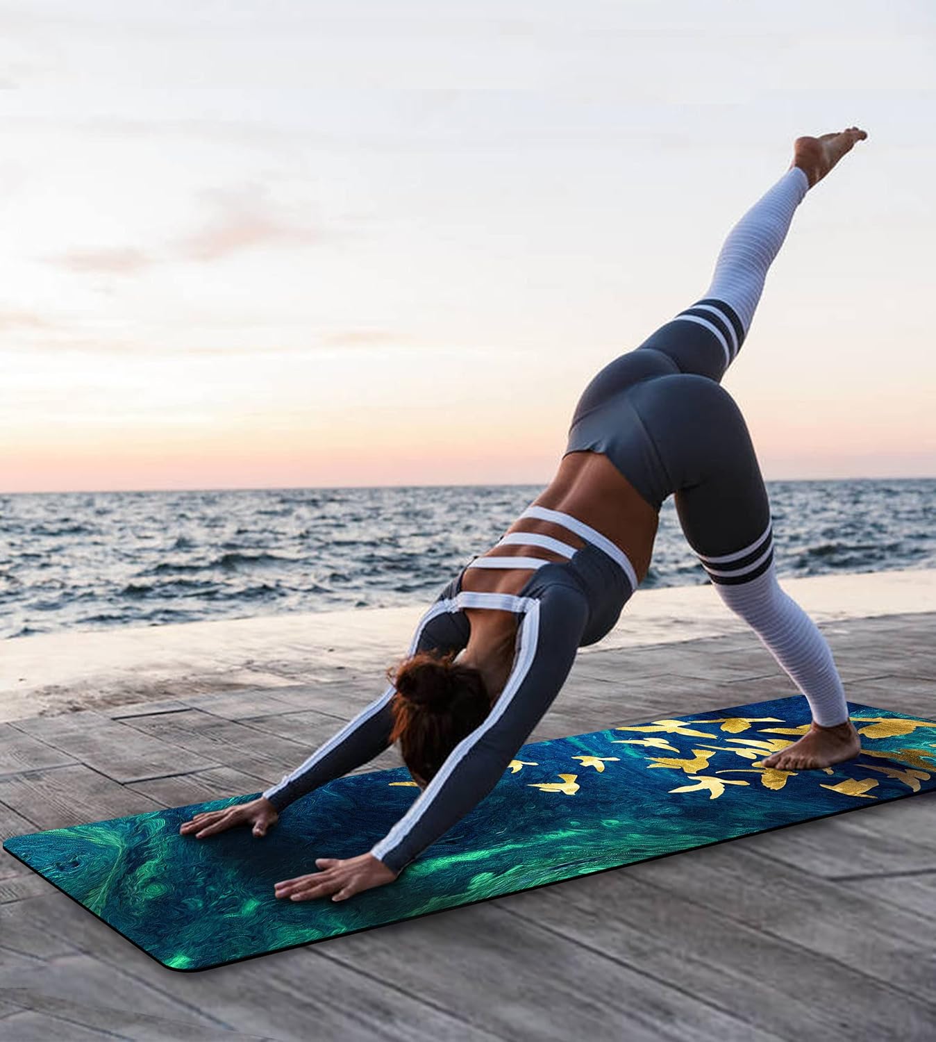 Non Slip Yoga Mat TPE Workout Mat for Men Women, Thick Workout Mat with Carrying Strap, Fitness Mats for Exercise, Yoga, Fitness, Pilates, Floor Workouts (72" x 24" x 6mm)