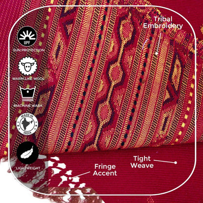 Exotic Vegan Meditation Shawl - Large Unisex Prayer Wrap, Oversize Scarf & Versatile Indian Style Blanket