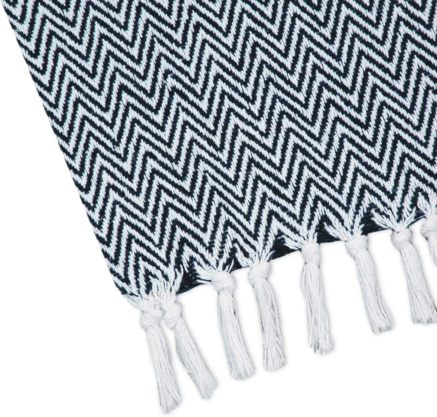 Americanflat 50x60 Throw Blanket - Soft and Breathable Cotton Throw Blanket for Couch, Bed, Chair - Decorative Blankets Perfect for Home or Outdoor Use - Navy Blue and White Double Diamond Design