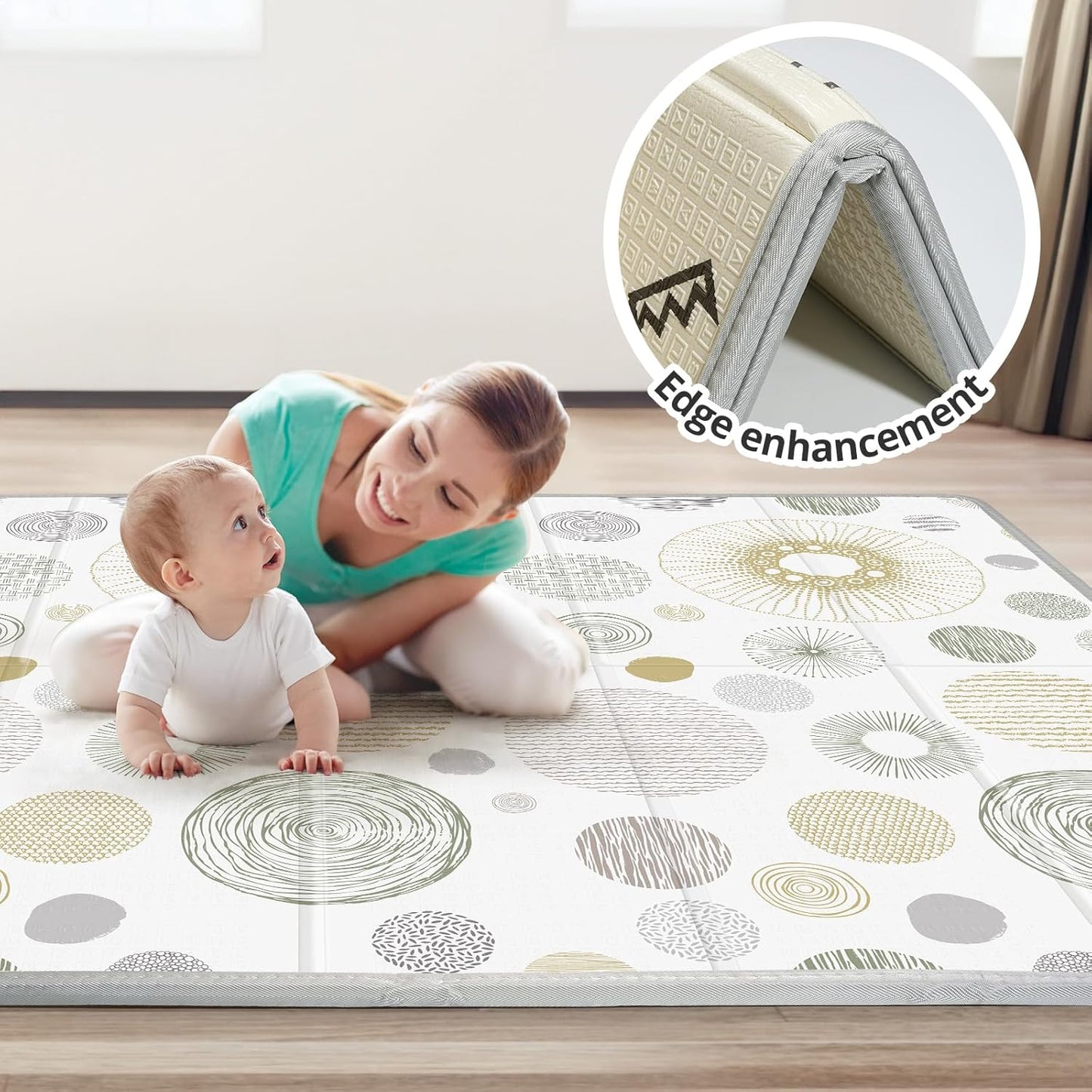 Extra Large Baby Play Mat 79x70, Foldable Baby Play Mat for Floor, Waterproof, Safe & Thick Playmats for Babies and Toddlers, Non-Slip Backing Safe for Crawling&Tummy Time, Indoor & Outdoor Use