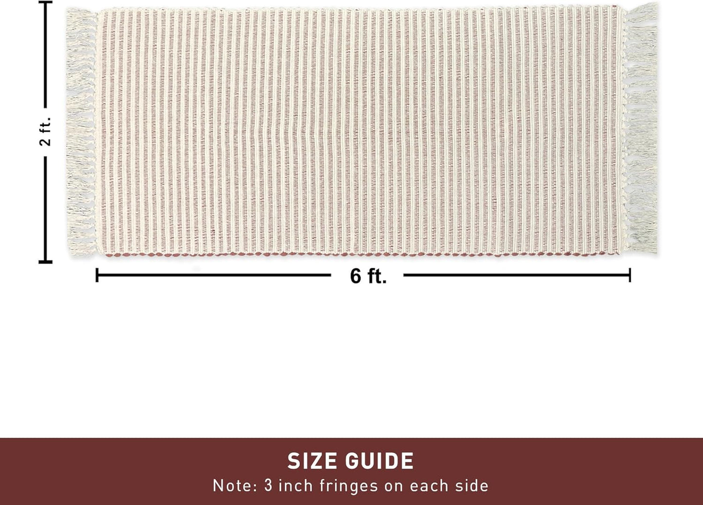 Chardin home Beige & Ivory Providence Runner 2.5x8 feet |Hand Woven Farmhouse Rug with Hand Knotted Fringes|Great in Kitchens entryways Hallways Bathrooms Meditation Yoga Mat|Reversible Cotton Rug