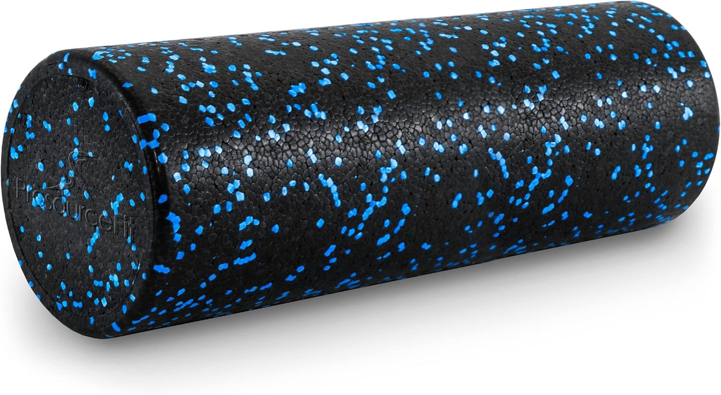 ProsourceFit High Density Foam Rollers 12 - inches long, Firm Full Body Athletic Massage Tool for Back Stretching, Yoga, Pilates, Post Workout Muscle Recuperation, Black