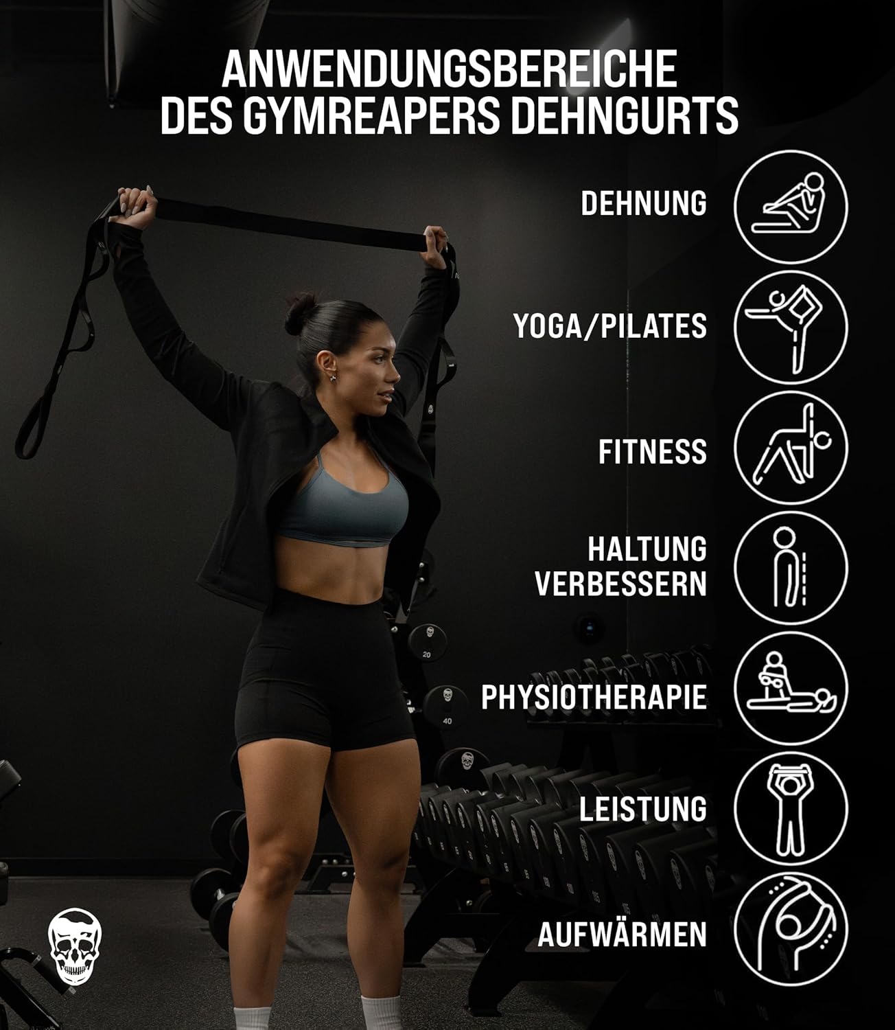 Gymreapers Stretching Strap with Loops – Yoga Straps for Stretching – Physical Therapy Equipment & Leg Exercise Stretch Band for Men & Women