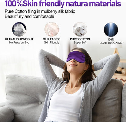 Sleep Mask, Silk Eye Mask for Sleeping with Adjustable Strap, Satin Blackout Sleeping Eye Mask for Men&Women, Comfortable Blindfold Eyeshade for Night Sleep(Black)