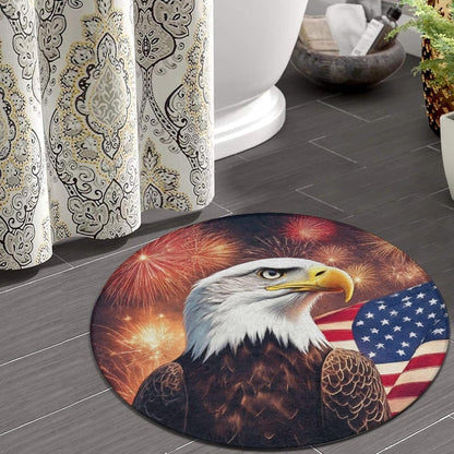 Machine Washable Modern Round Area Rug, Room Sofa Yoga Soft Round Carpet, Home Decor Non Slip Kitchen Office Circle Rug Union Jack Flag UK Mandala Art, 60inch