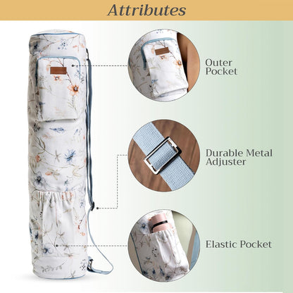 Maison d' Hermine Yoga Mat bag, Cylindrical bag for Woman&Men, yoga mat Bag &Adjustable shoulder straps Yoga Mat Carrier Bag with Drawstring Water Bottle Pocket and zipper pocket Easter Gifts