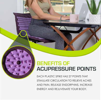 ProsourceFit Ki Acupressure Mat and Pillow Set with 100% Natural Linen for Back/Neck Pain Relief and Muscle Relaxation