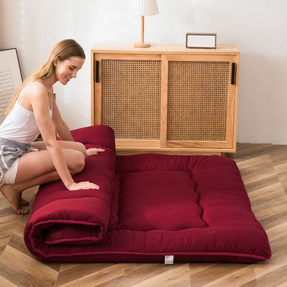 MAXYOYO Bohemian Retro Mattress Boho Floral Japanese Futon Mattress Tatami Floor Mat Foldable Portable Camping, Sleeping Pad, Lounger Couch Bed Full Size