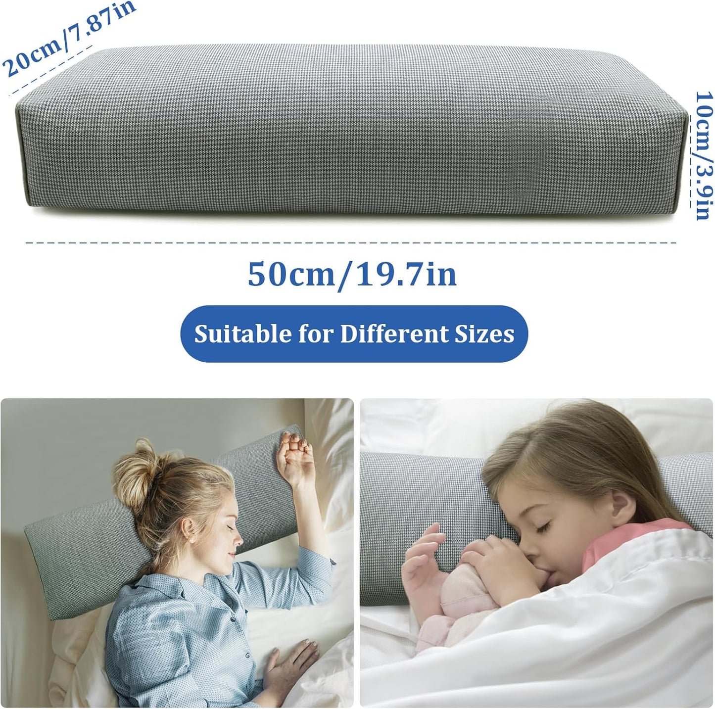 Adjustable Buckwheat Hull Pillow for Neck Pain Relief (21x8x4in) Natural Cooling Cervical Support Organic Pillow for Side & Back Sleepers with Night Sweats (Grey)
