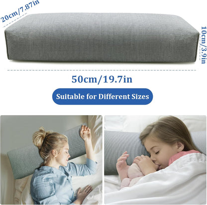 Adjustable Buckwheat Hull Pillow for Neck Pain Relief (21x8x4in) Natural Cooling Cervical Support Organic Pillow for Side & Back Sleepers with Night Sweats (Grey)