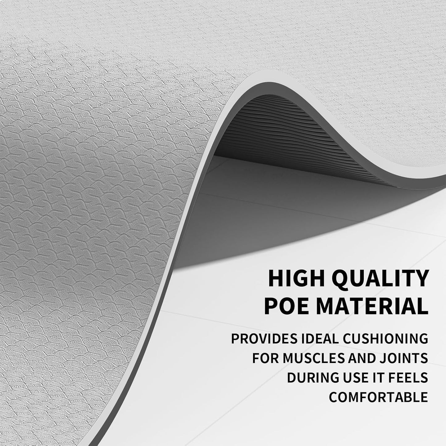 Large Yoga Mat (6'x 4') - Extra Long and Wide Workout Mat for Men and Women, Non-Slip POE 0.32''/0.4'' Thick Fitness Mat, Eco-Friendly Exercise Mat for Home Workouts, Ideal for Yoga and Pilates