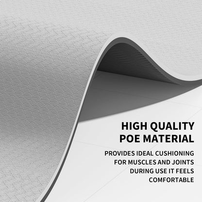 Large Yoga Mat (6'x 4') - Extra Long and Wide Workout Mat for Men and Women, Non-Slip POE 0.32''/0.4'' Thick Fitness Mat, Eco-Friendly Exercise Mat for Home Workouts, Ideal for Yoga and Pilates