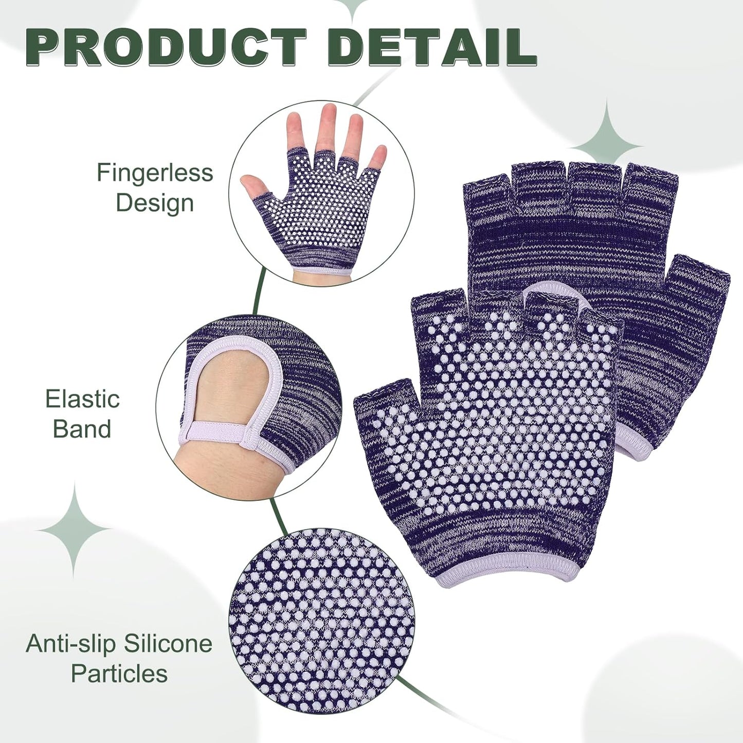 Yoga Gloves, Non Slip Fingerless Pilates Gloves Breathable Exercise Workout Mittens