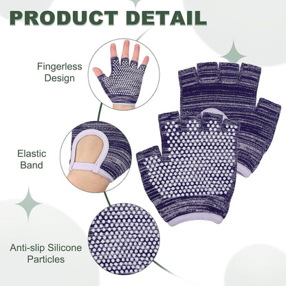Yoga Gloves, Non Slip Fingerless Pilates Gloves Breathable Exercise Workout Mittens