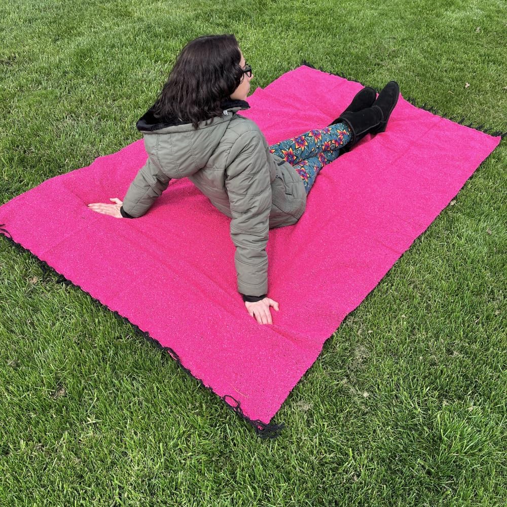 Open Road Goods Solid Color Mexican Yoga Blanket – Large Handwoven Throw for Yoga, Beach, Camping or Home – Soft and Durable Cotton Blend