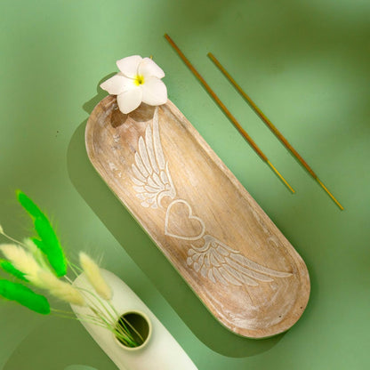 Incense Holder-Incense Burner/Ash Catcher-Handmade Wooden Insence Tray Home Decor 11x4x1.2 Inches