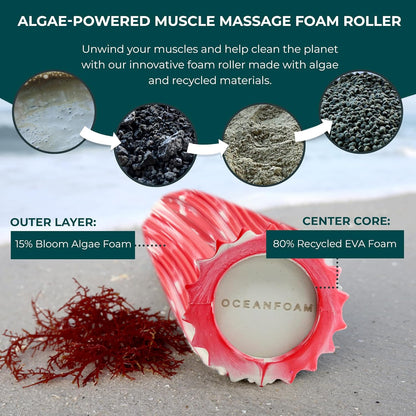 Oceanfoam Ripple Travel Foam Roller (11" x 3.35") Firm Mini Foam Roller for Physical Therapy, Deep Tissue Massage, Back Pain - High Density, Ergonomic Wave Textured - Yoga, Pilates, Exercise (Natural) - Colors A