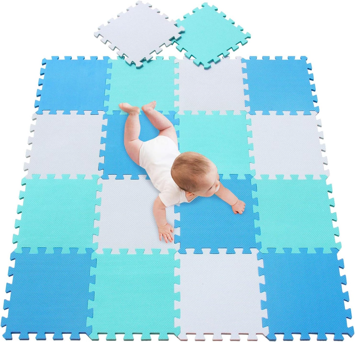 meiqicool Foam Play Mat Thick Soft EVA Interlocking Foam Floor Mats Children Yoga Exercise Multi Jigsaw Puzzle Blocking Board Kids Playmats Play Grey 18 Piece L