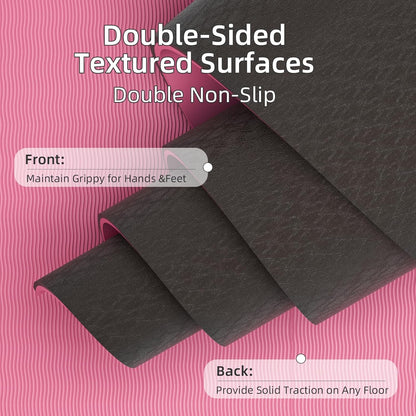Yoga Mat Non Slip, Anti-Tear 1/4" & 2/5" Thick TPE Yoga Mats for Women and Men, a stylish and practical dual-tone yoga mat.72"x24" Exercise & Fitness Mat with Carrying Strap, Workout Mats for Yoga, Pilates and Floor Exercise