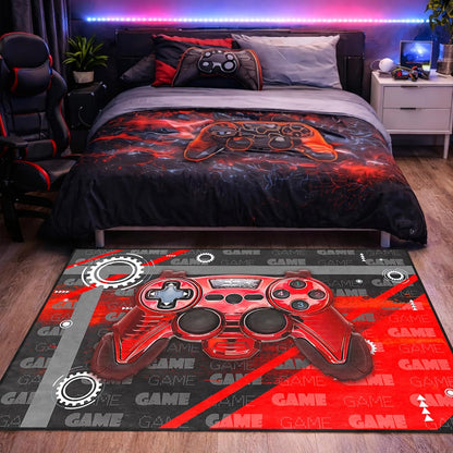 Game Controller Rugs for Bedroom Boys Living Room Gamer Gamepad Red Carpets Floor Mat Player Indoor Mats Gaming Art Design Home Decor Crystal Doormat Yoga Mats 3'x5'