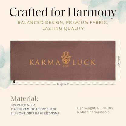 KARMA AND LUCK Radiant Protection Yoga Towel, Absorbent, Non-Slip Hot Yoga Mat Towel, Silicone Grip & Soft Terry Suede for Spiritual Energy Shield & Clarity, 26” x 72”