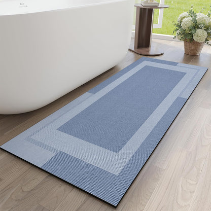 YDKGL Non Slip Long Bath Mat Bathroom Runner, Rubber Backing Ultra Thin Bathroom Rugs Fit Under Door Quick Dry Super Absorbent Washable Bath Rug Shower Mat for Bathtub Sink Floor, Dark Gray 17"x47"