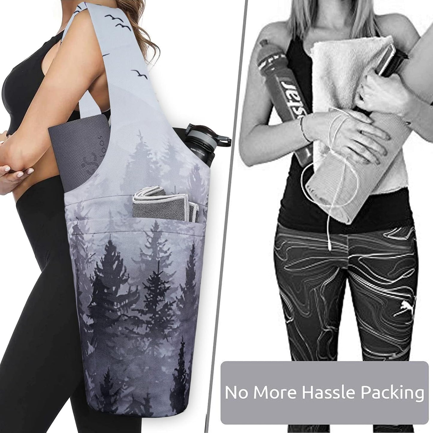 Yoga Mat Bag - Long Tote with Pockets - Holds More Yoga Accessories - Yoga Bag Fit Most Size Mats - Yoga Mat Carrier