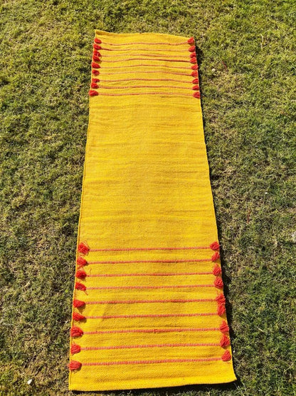 Payal Rugs Cotton Yoga Mat - Eco-Friendly Hand-Woven Rug - Non Slip & Thick (24”x72”x5mm) for Yoga Everyday Fitness at Home - Comfortable Extra-Long