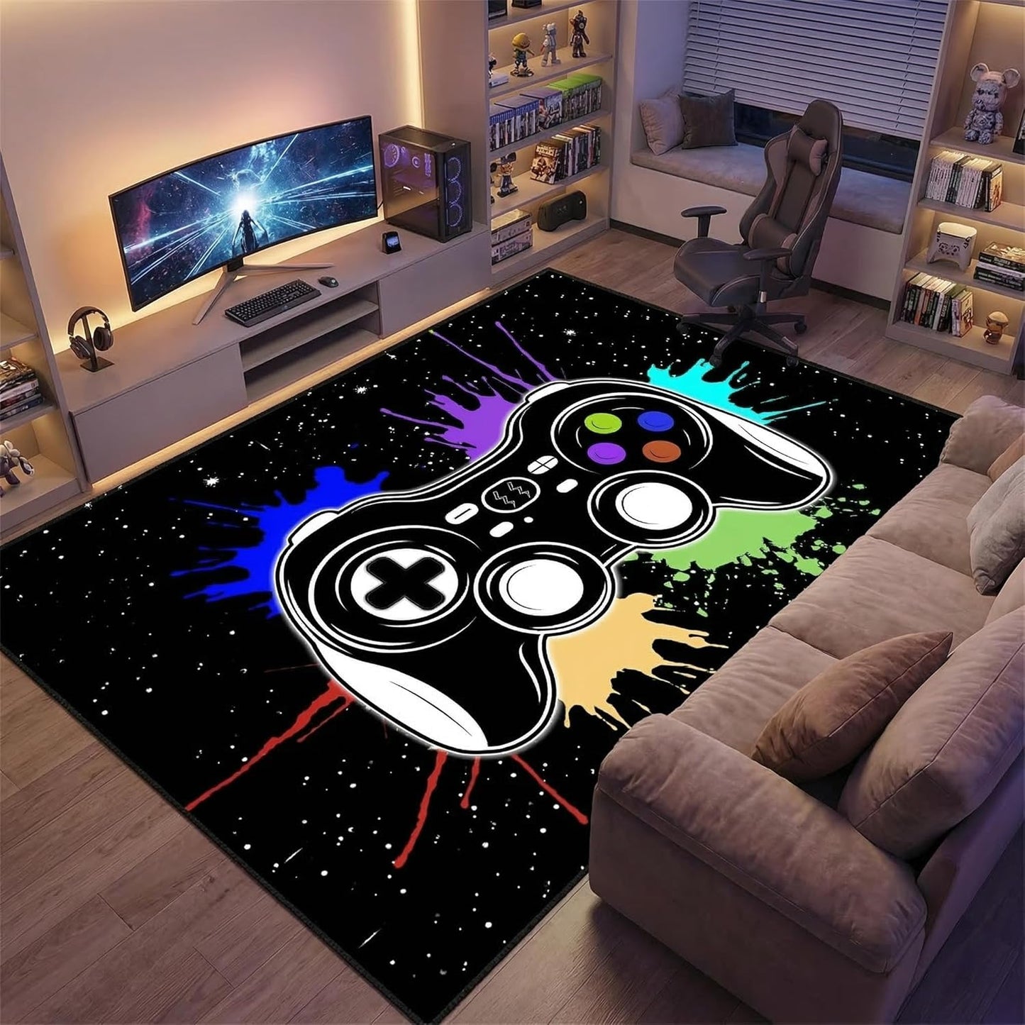 Game Controller Rugs for Bedroom Boys Living Room Gamer Gamepad Red Carpets Floor Mat Player Indoor Mats Gaming Art Design Home Decor Crystal Doormat Yoga Mats 3'x5'