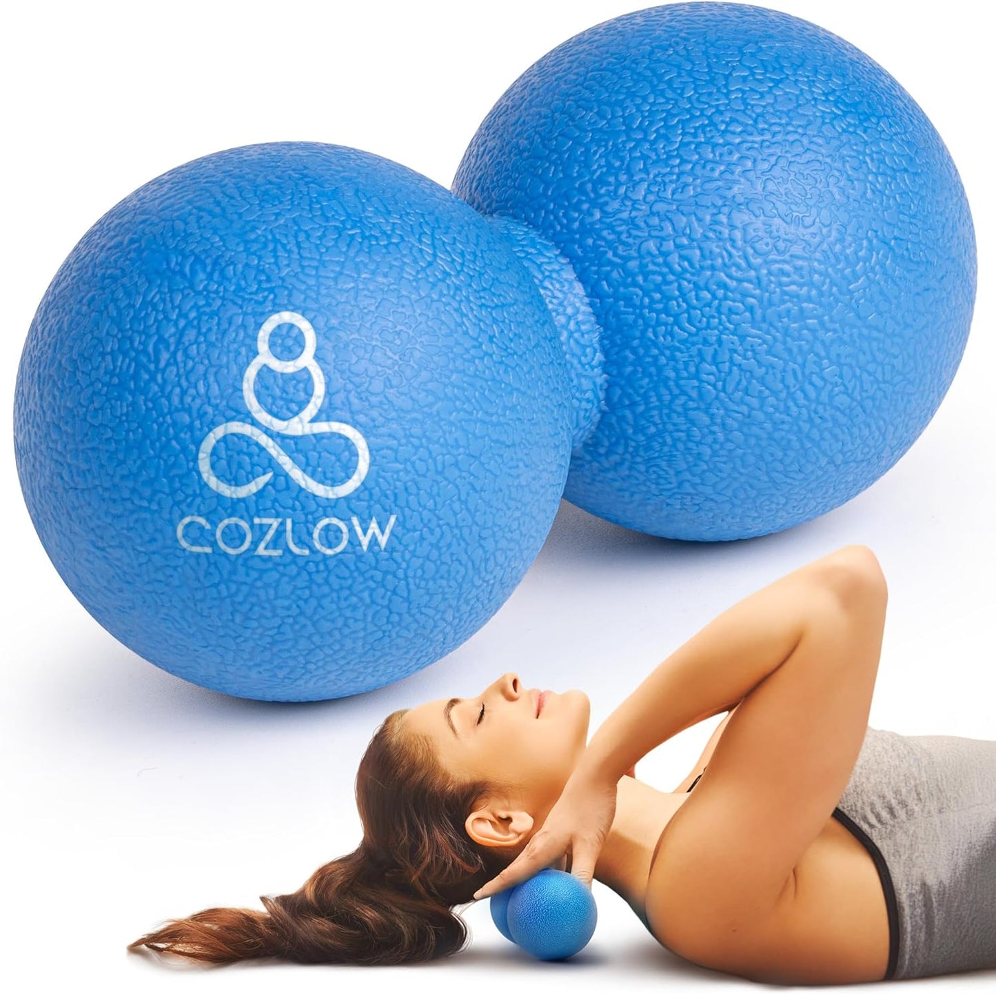 COZLOW Double Lacrosse Silicone Massage Ball - Cobalt Blue - Peanut Trigger Point Roller for Mobility, Deep Tissue Therapy, Myofascial Release - Acupressure Tool for Muscle Pain Relief