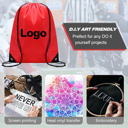 Shappy Drawstring Backpack Bulk Sports Gym Cinch Bag Polyester String Bag for Men Women(10 Colors,100 Pcs)