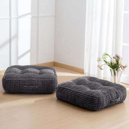 HIGOGOGO Floor Pillow Cushion for Adults, Meditation Cushion Pillow, Blended Corduroy Cover, Large Square Floor Sitting for Tatami Living Room or Yoga, 22x22 Inch, Beige