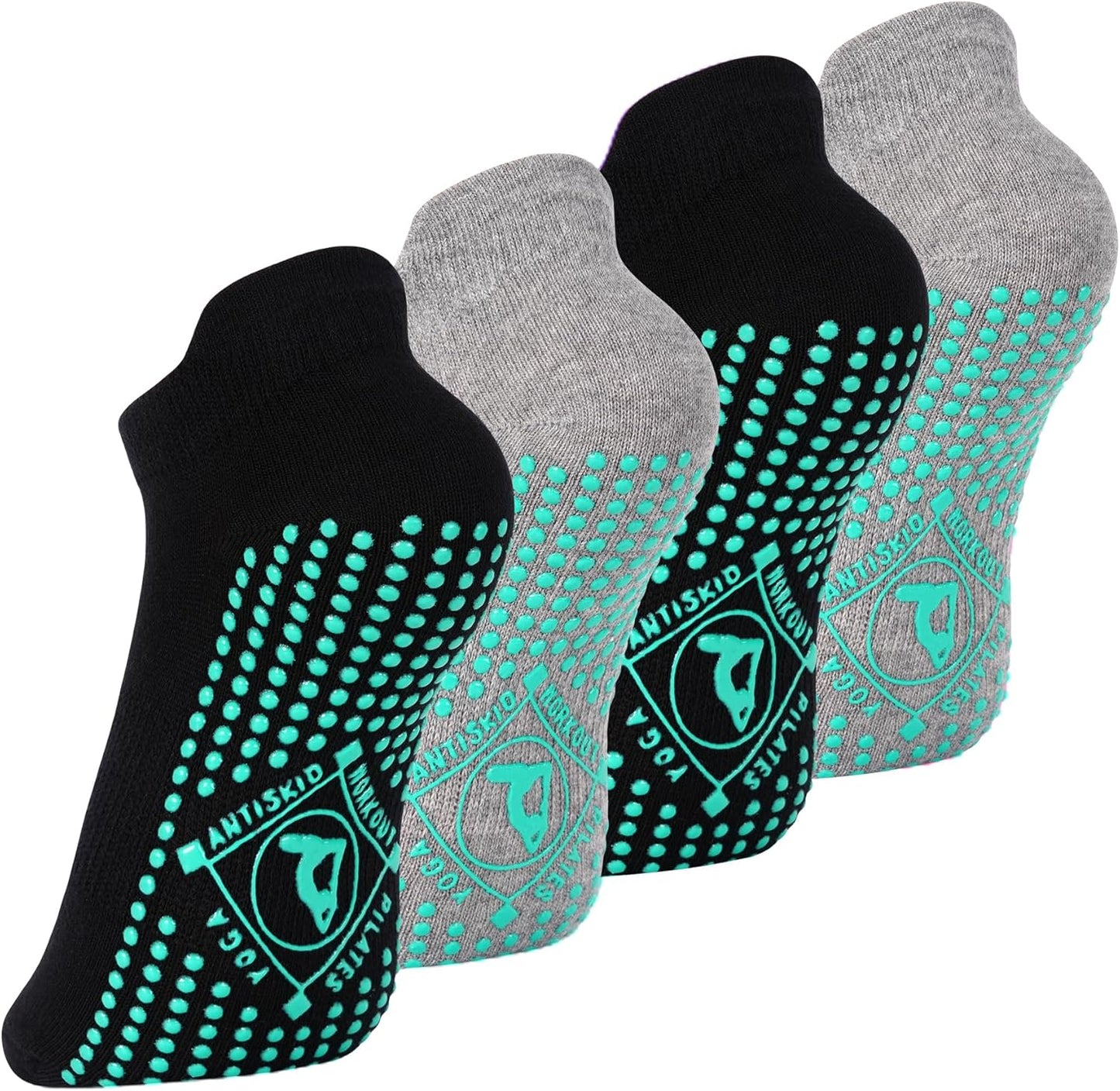 ELUTONG Pilates Non Slip Grip Socks for Women 1-4 Pairs Yoga Barre Ballet Workout Hospital Grippy Sock