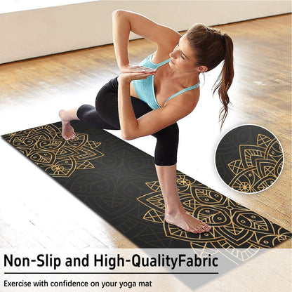 Hot Yoga Mat Towel with Corner Pockets Yoga Towels for Hot Yoga Non Slip with Travel Bag Sweat Absorbent Yoga Blankets Mat Cover for Workout Gym 70"x26" (Mountain-01, 70x26)
