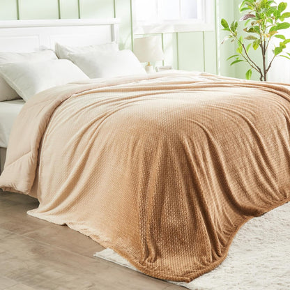 NEWCOSPLAY Super Soft Throw Blanket Light Purple Premium Silky Flannel Fleece Leaves Pattern Lightweight Bed Blanket All Season Use (Light Purple, Throw(50"x60")) - Colors A