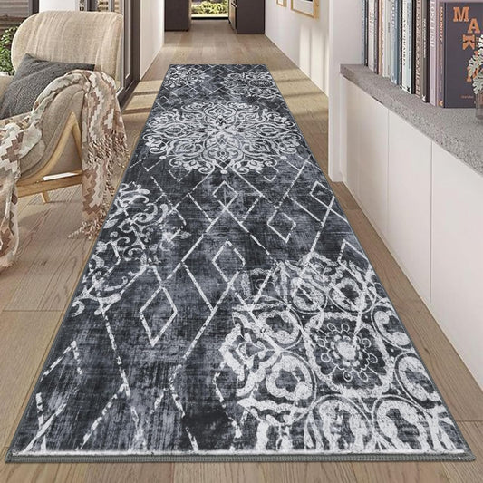 HEBE Washable Area Rug 5'x7' Non Slip Soft Distressed Medallion Bedroom & Living Room Accent Throw Vintage Entry Floor Carpet for Dining Room, Bathroom & Entryway - Colors B