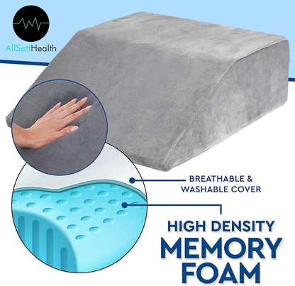 AllSett Health Half Moon Bolster Pillow for Legs, Back and Head (2 Pack) Semi Roll for Ankle and Foot Comfort with White Cotton Machine Washable Cover | Premium Memory Foam | 2 Pillow System