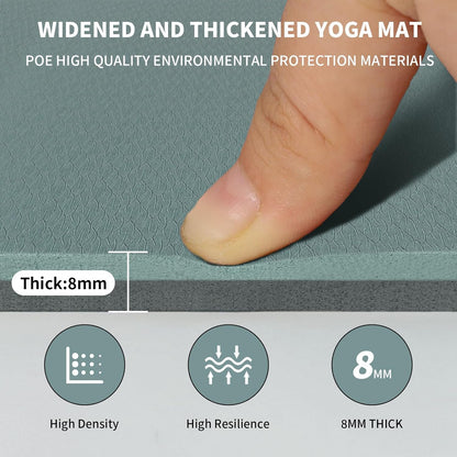 Large Yoga Mat (6'x 4') - Extra Long and Wide Workout Mat for Men and Women, Non-Slip POE 0.32''/0.4'' Thick Fitness Mat, Eco-Friendly Exercise Mat for Home Workouts, Ideal for Yoga and Pilates