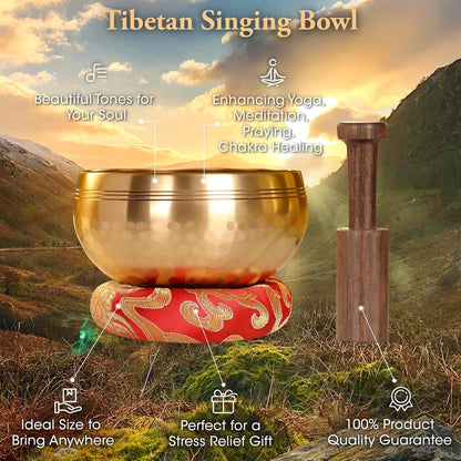 Relaehih 2-Pack Tibetan Singing Bowls Set - 100% Handmade in Nepal, Sound Bowl Meditation Set for Yoga, Chakra Healing, Meditation Gifts, Unique Gifts for Women (Blue, 3.15 + 4 inch)