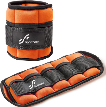 Sportneer Adjustable Ankle Weights Set - 1 Pair (2-10 lbs) Removable Sandbags for Women & Men, Comfortable Neoprene Leg Weights for Walking, Running, Pilates, Yoga, Home Workout & Physical Therapy