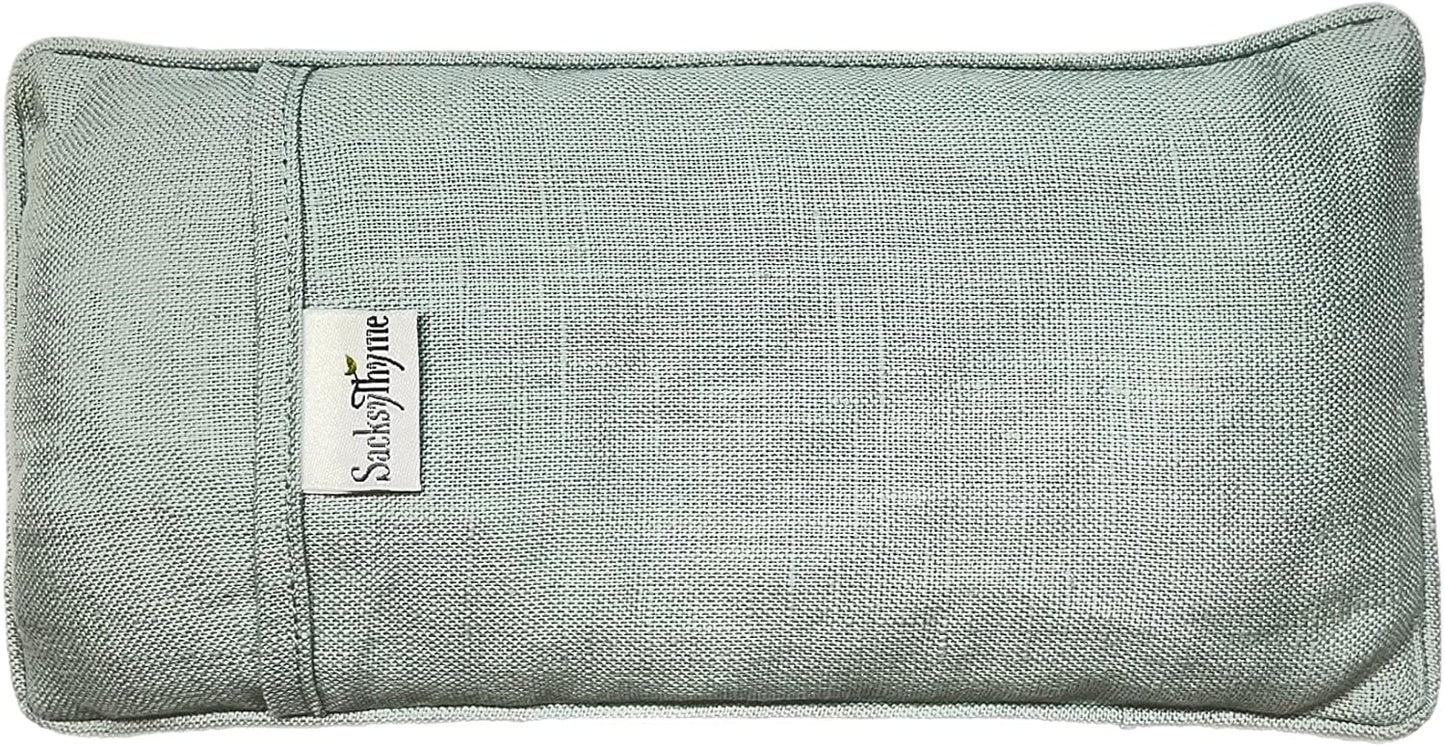 Sacksy Thyme Organic Linen Eye Pillow - Lavender & Flaxseed for Relaxation, Yoga, Stress Relief - Microwavable Heating Pad & Cool Compress - Made in USA - Gifts for Meditation