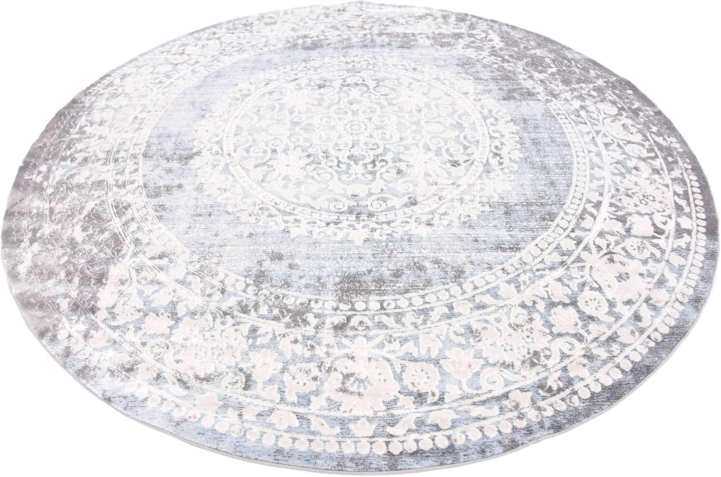 Unique Loom New Classical Collection Area Rug - Olwen (4'Round, Purple/ Gray)