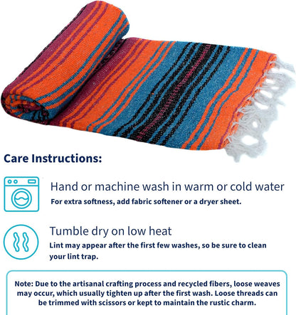 La Montana Authentic Mexican Blanket (10-Pack) - 74in x 50in Woven in Mexico - Falsa Throw for Yoga Studio, Picnic/Camping/Beach, Saddle Blanket, Bed/Home Decor (Assorted Neutrals)