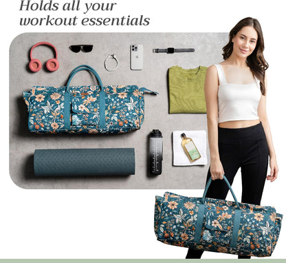 Maison d' Hermine Yoga Mat bag, Cylindrical bag for Woman&Men, yoga mat Bag &Adjustable shoulder straps Yoga Mat Carrier Bag with Drawstring Water Bottle Pocket and zipper pocket Easter Gifts