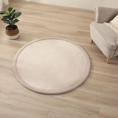 Hakuna Matte CloudSoft Mat for Floor 60" x 80" Beige – Coral Velvet Memory Foam Rug – Non-Slip, Water-Resistant
