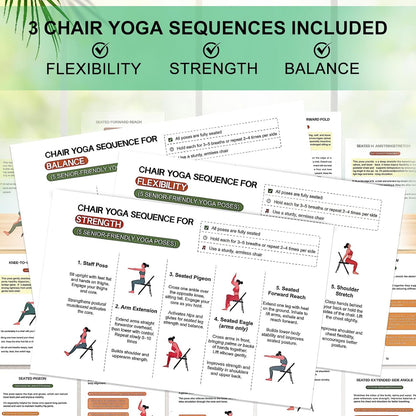 Chair Yoga for Seniors Over 60 Book & Chart – 30-Day Challenge, Gentle Seated Yoga Guide, Chair Yoga for Weight Loss & Flexibility, Senior Chair Exercises for Women & Men
