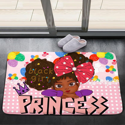 Black Girl Area Rug for Bedroom African American Rugs for Room Princess Carpet Kids Rugs for Bedroom African Girls Carpet for Living Room Teen Girls Yoga Mats, Pink, 4'×5'