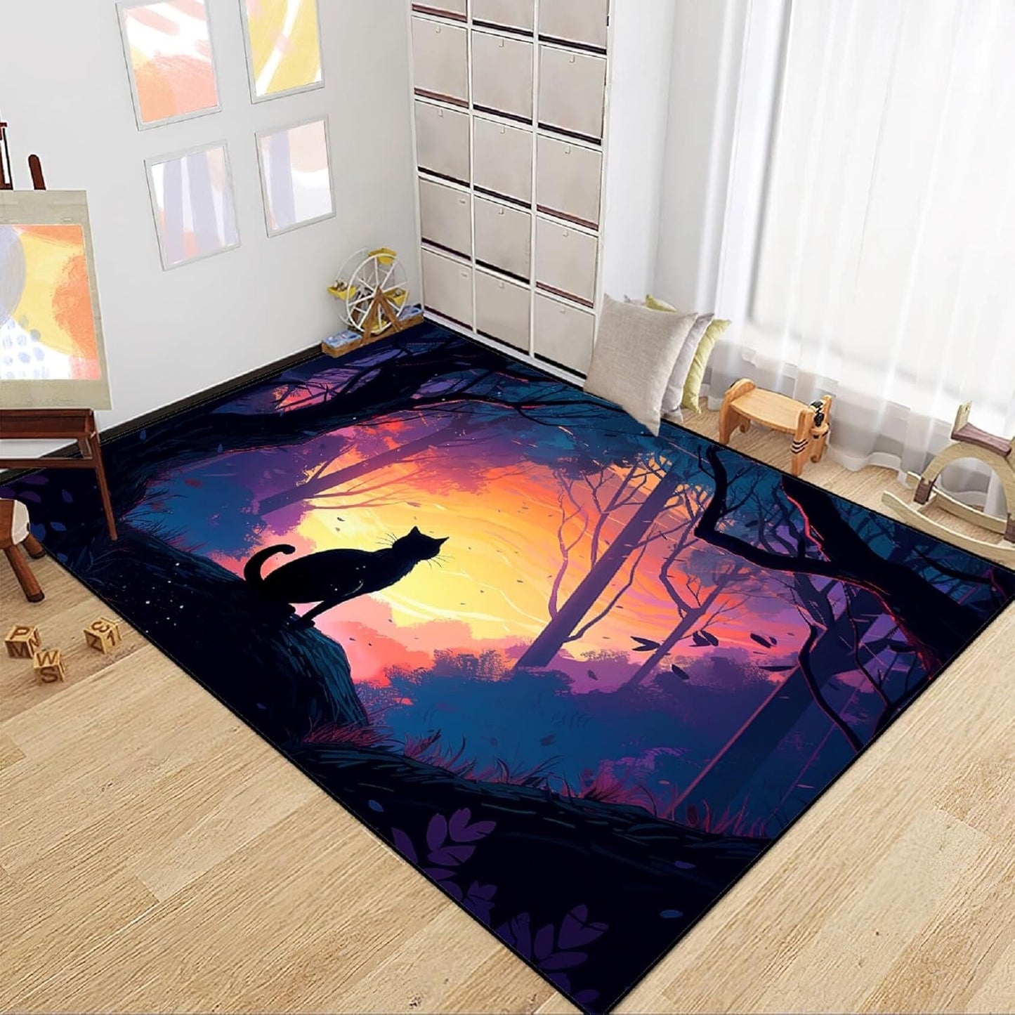 Black Girl Area Rug for Bedroom African American Rugs for Room Princess Carpet Kids Rugs for Bedroom African Girls Carpet for Living Room Teen Girls Yoga Mats, Pink, 4'×5'