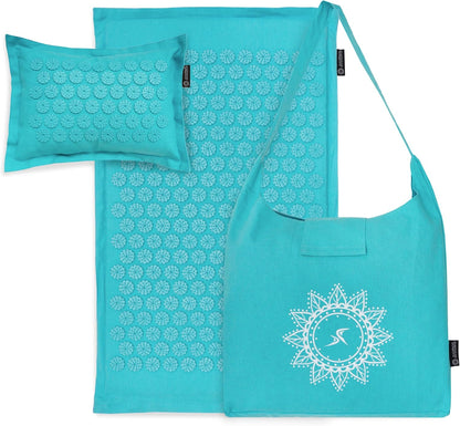 ProsourceFit Ki Acupressure Mat and Pillow Set with 100% Natural Linen for Back/Neck Pain Relief and Muscle Relaxation